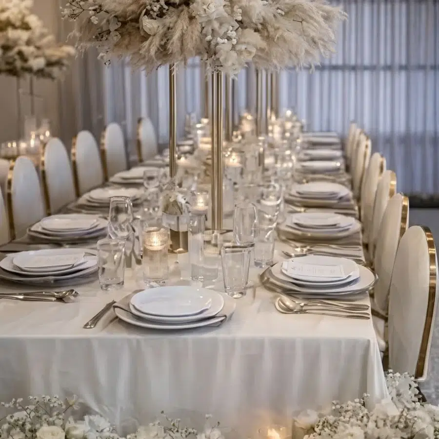Table de réception élégante avec décoration florale