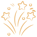 Icône de feux d'artifice avec étoiles